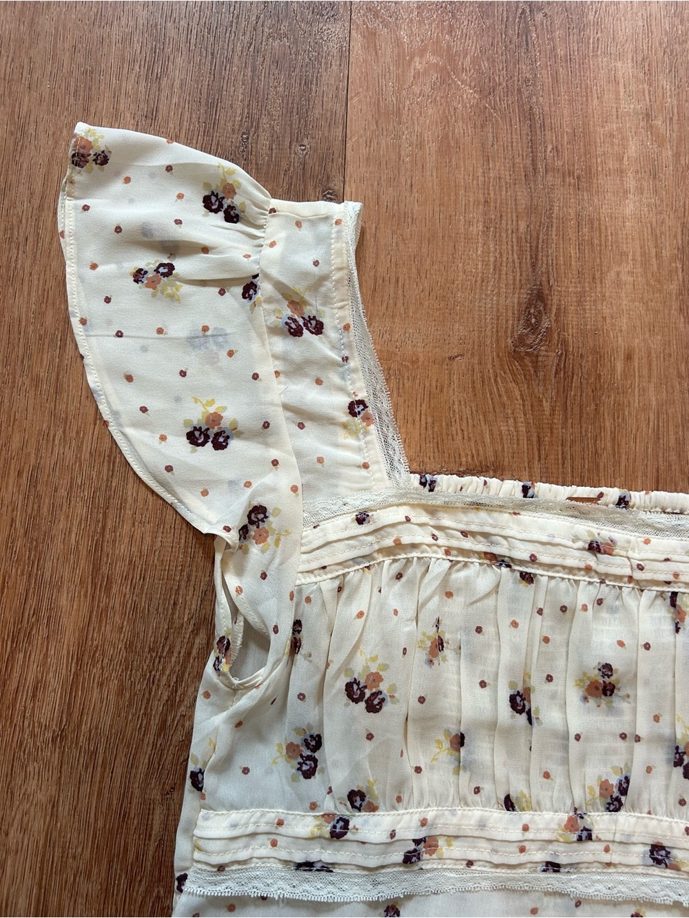 Free People Prairie Field Top - Cream Floral Lace-Trim - Picture 6 of 9